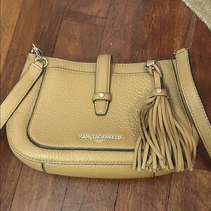 Karl Lagerfeld Beige Crossbody Bag with Tassel